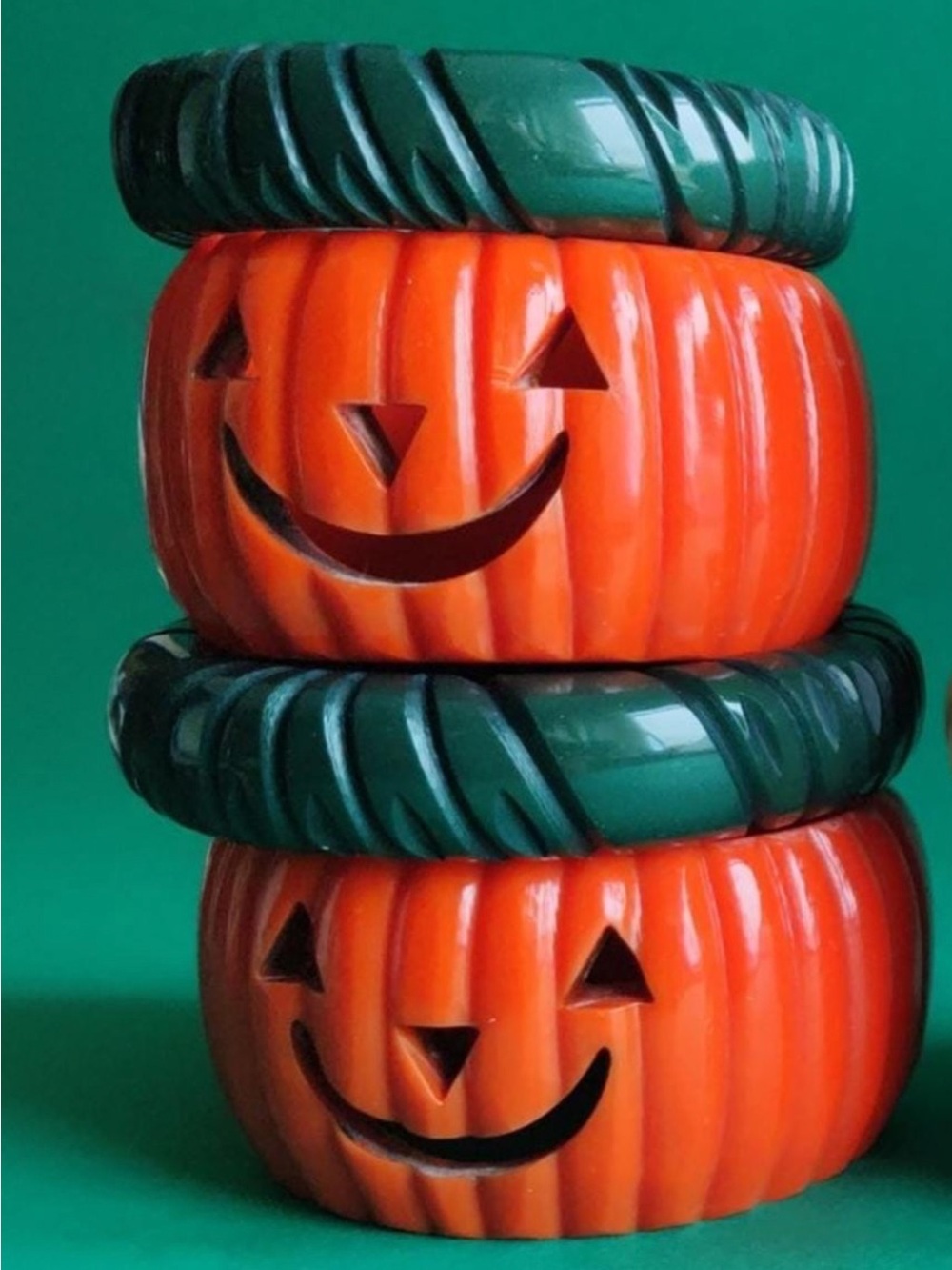 Halloween Pumpkin Carved Bangle Set-Wide